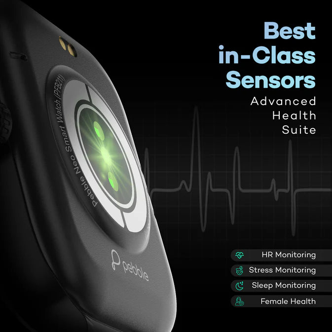 Pebble NEO PFB211 Smartwatch – 1.99″ HD Bluetooth Calling, Heart Rate & SpO₂, IP67 Water-Resistant