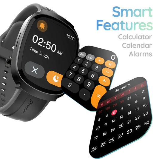 Pebble Axis - 1.96" Amoled Display, Quick Notification, Always on Display, Bluetooth Calling, SpO2 Monitoring, Heart Rate Monitoring, Multiple Sports Modes, Functional Rotating Crown