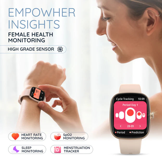 Pebble Stella - 1.83" HD Smart Watch – BT Calling, Premium Metal Build, 100+ DIY Watch Faces, Female Health & Heart Rate Tracking, 100+ Sports Modes, IP67 Dust/Sweat Proof, Smart Notifications