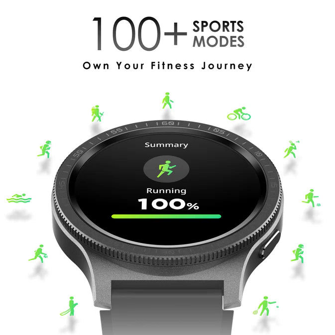 Pebble Revolve Pro - Rotating Bezel 1.43" Ultra Amoled Display, 600 Nits Brightness, Always on Display, High Accuracy Step Count, Metal Build, Premium Strap, BT Calling, DIY Watch Faces, Voice Assistant