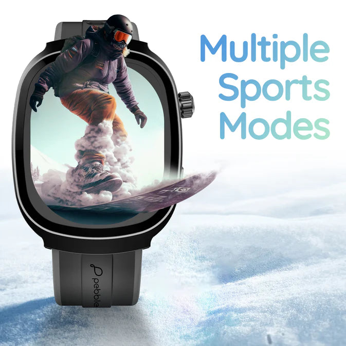 Pebble Axis - 1.96" Amoled Display, Quick Notification, Always on Display, Bluetooth Calling, SpO2 Monitoring, Heart Rate Monitoring, Multiple Sports Modes, Functional Rotating Crown