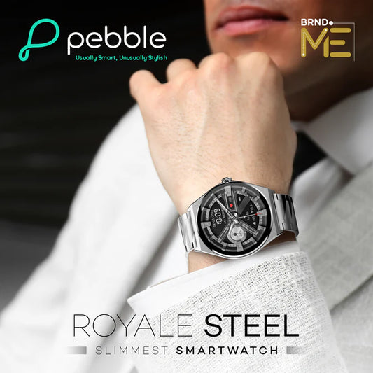 Pebble Royale Steel - Luxury Edition Smart Watch, Ultra Slim Dial, 1.43” Amoled 700 Nits Display, Always on Display, Premium Metal Build, High Grade Stainless Steel Strap, DIY Watch Faces