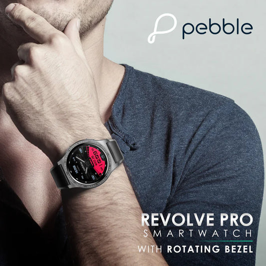 Pebble Revolve Pro - Rotating Bezel 1.43" Ultra Amoled Display, 600 Nits Brightness, Always on Display, High Accuracy Step Count, Metal Build, Premium Strap, BT Calling, DIY Watch Faces, Voice Assistant