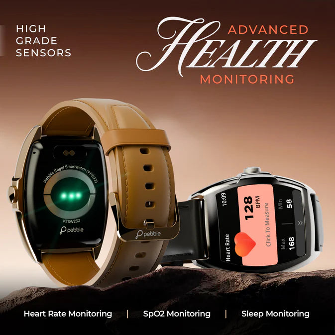 Pebble Regal Luxury PFB92 Black Smartwatch - 1.77" True HD Display Smartwatch | Bluetooth Calling | DIY Watch Faces | Health Monitoring | Multiple Sports Modes | Voice Assistant | In-Built Games | Step Tracker | IP67 Dust & Splash Proof