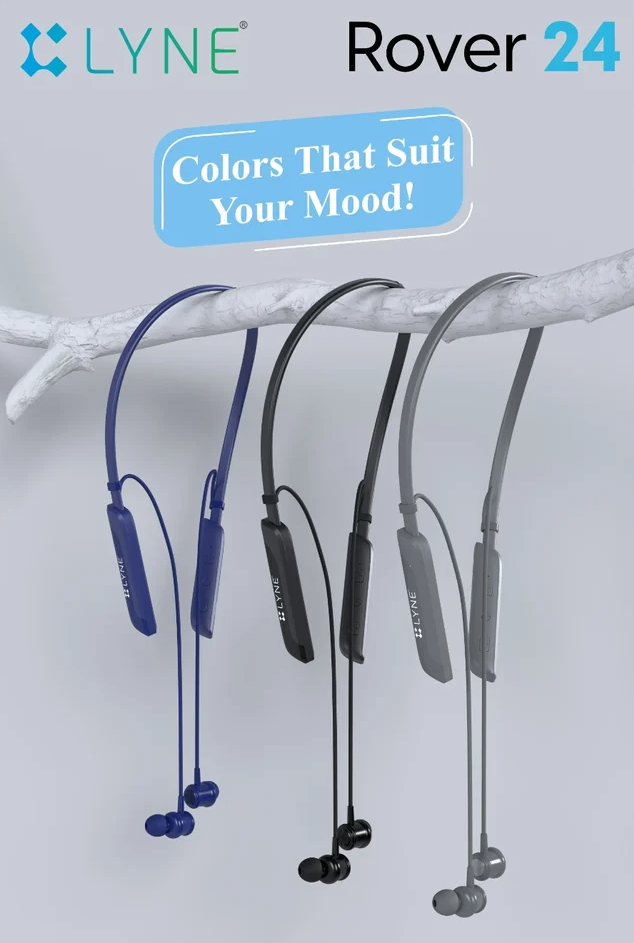Lyne Rover 24 - Advanced Bluetooth Wireless Neckband With 35H Talk Time, 28H Music, Type-C Charging, 130Mah Battery, 11Mm Speakers, ENC