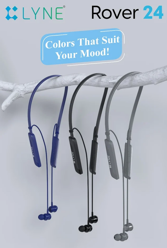 Lyne Rover 24 - Advanced Bluetooth Wireless Neckband With 35H Talk Time, 28H Music, Type-C Charging, 130Mah Battery, 11Mm Speakers, ENC
